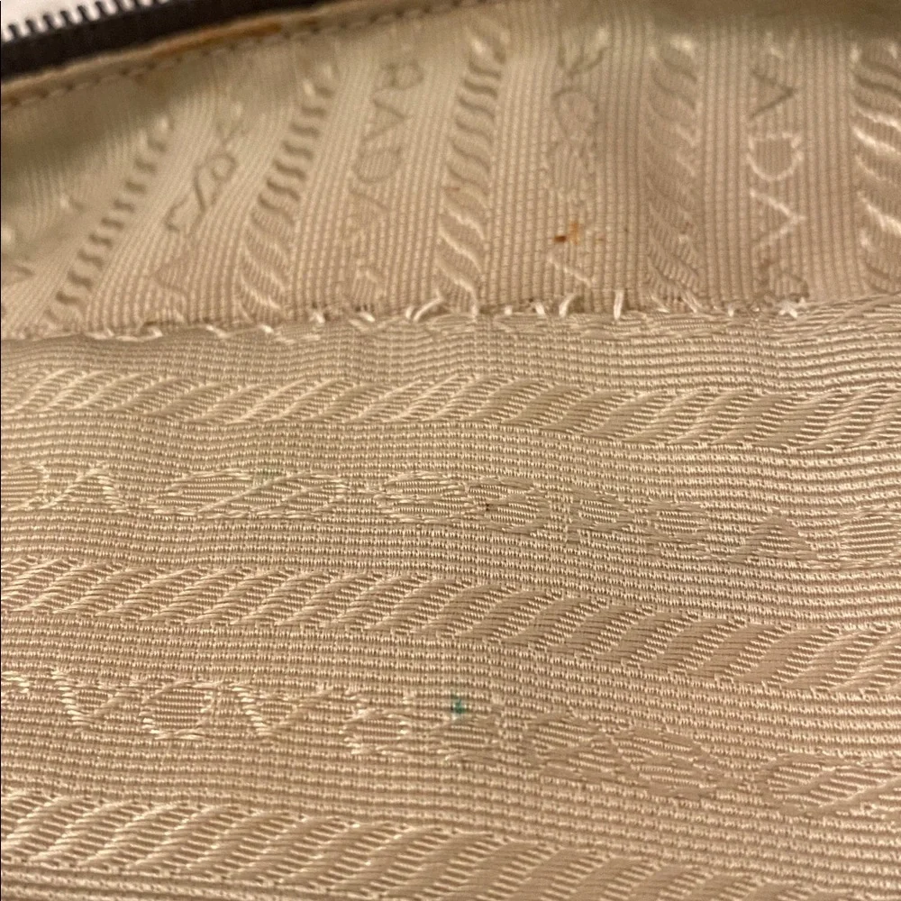 Prada Gray Nylon Satchel with Tan Leather Handles